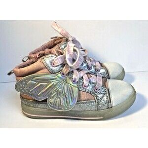 Athletic Works Girls Light Up Hi top Butterfly Pink Shoes-sneakers -Size 10 T